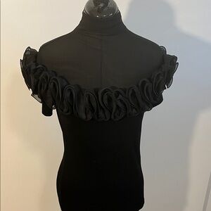 Chic Off-Shoulder Black Ruffle Blouse